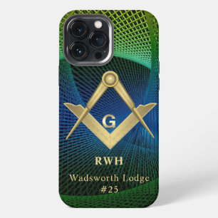 Modern Fractal Masonic Monogrammed iPhone 13 Pro Max Case
