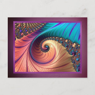 Modern Fractal Purple Colourful Abstract metal Postcard