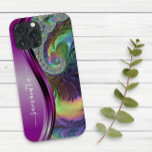Modern Fractal Purple Handwritten Name Case-Mate iPhone 14 Case<br><div class="desc">This design is also available on other phone models. Choose Device Type to see other iPhone, Samsung Galaxy or Google cases. Some styles may be changed by selecting Style if that is an option. This design may be personalised in the area provided by changing the photo and/or text. Or it...</div>