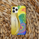 Modern Fractal Rainbow Yellow Monogram Name iPhone 12 Pro Max Case<br><div class="desc">This design is also available on other phone models. Choose Device Type to see other iPhone, Samsung Galaxy or Google cases. Some styles may be changed by selecting Style if that is an option. This design may be personalised in the area provided by changing the photo and/or text. Or it...</div>