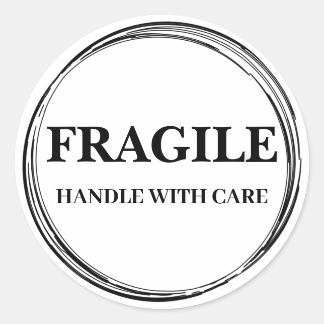 Modern Fragile Label Round Sticker (Front)