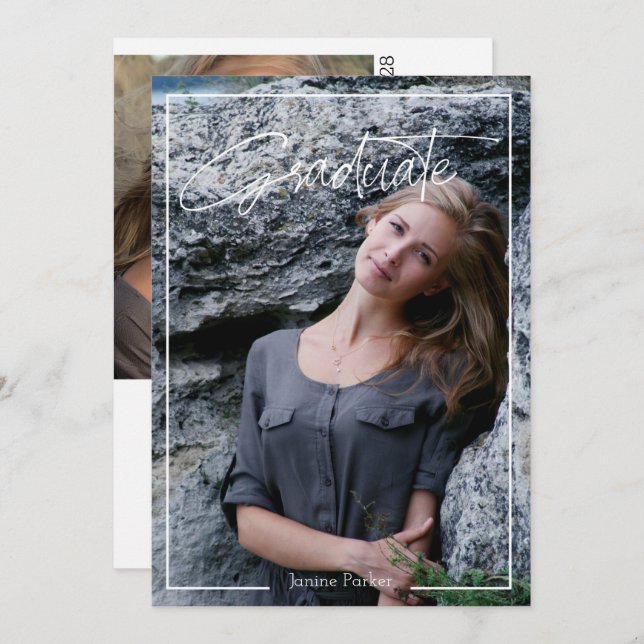 Modern Frame Add Your Photo Graduation Announcemen Announcement (Front/Back)