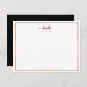 Modern frame chic script monogram card