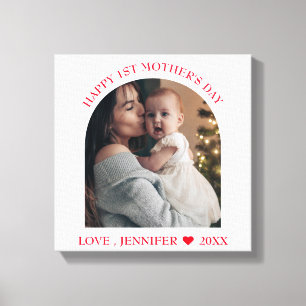 Modern Frame Custom Photo Happy First Mothers Day  Canvas Print