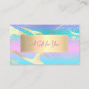 Modern Frame,Gold Confetti Holographic Opal Discount Card
