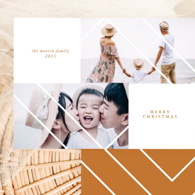 Modern Frame Golden Yellow Christmas Photo Card (Creator Uploaded)