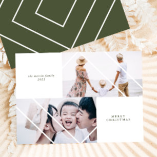 Modern Frame Green Christmas Photo Card