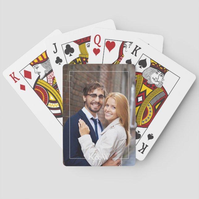 Modern Frame Monogram Personalised Photo Playing Cards (Back)