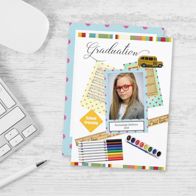 Modern Frame Photo Childrens Graduation Invitation (Creator Uploaded)