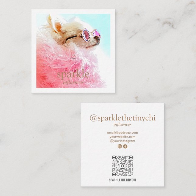 Modern Frame Photo Scannable QR Code Square Business Card (Front/Back)