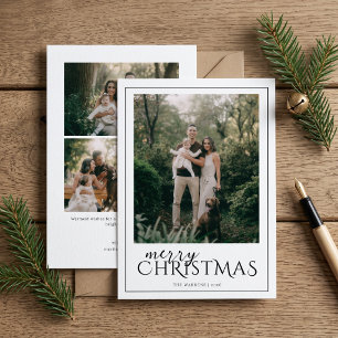 Modern Framed Merry Christmas Photo Collage Holiday Card