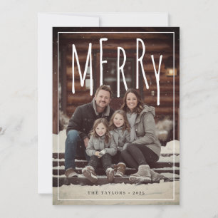 Modern Framed Merry Holiday Photo Card