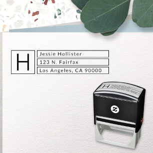 Modern Framed Monogram Return Address Self-inking Stamp