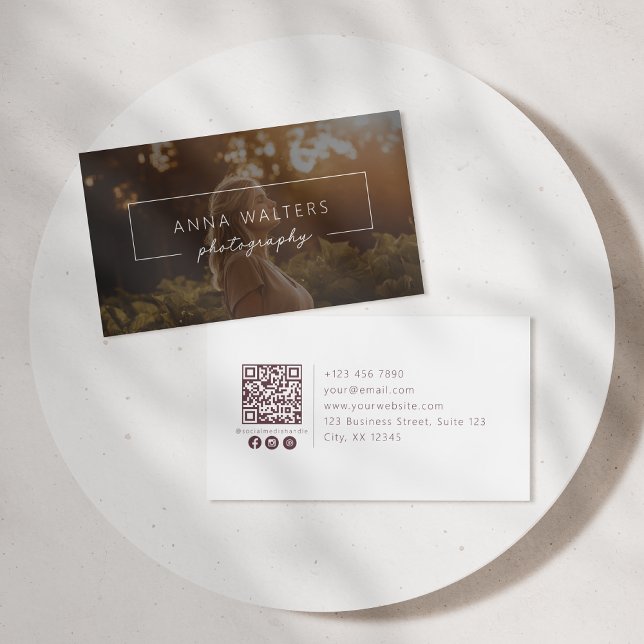 Modern framed name, qr code, photography, photo business card (Creator Uploaded)