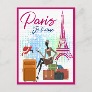Modern France Paris je t'aime  Eiffel Tower Travel Postcard
