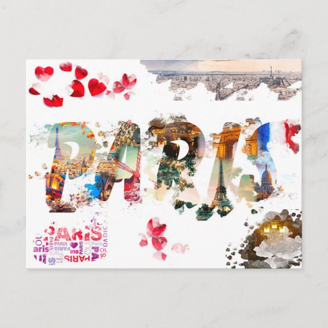 Modern France Paris je t'aime Eiffel Tower Travel Postcard (Front)