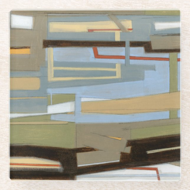 Modern Free Expression Painting by Norman Wyatt Glass Coaster (Front)