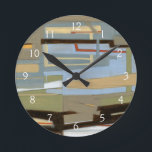 Modern Free Expression Painting by Norman Wyatt Round Clock<br><div class="desc">A modern free expression painting by Norman Wyatt Jr,  it features interlocking lines that form tight links of colour. Perfect as a personal purchase or as a gift for someone who enjoys free expression paintings.</div>