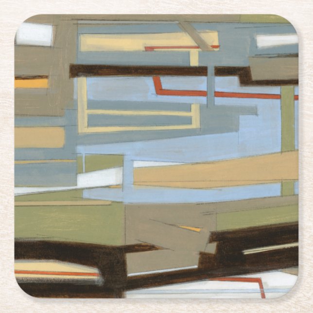 Modern Free Expression Painting by Norman Wyatt Square Paper Coaster (Front)
