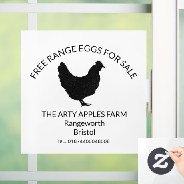 Modern FREE RANGE EGGS FOR SALE FARMERS Window Cling (Home)