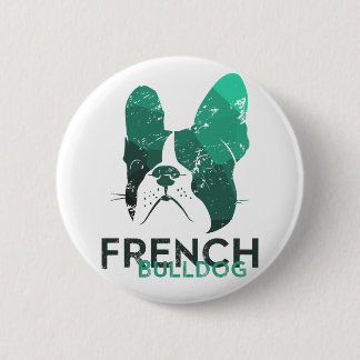 Modern French Bulldog in green/mint color 6 Cm Round Badge