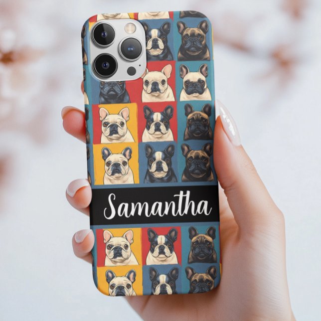 Modern French Bulldog Portraits Personalised  Case-Mate iPhone Case (Creator Uploaded)
