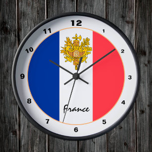 Modern French Flag, France Home / design Round Clock