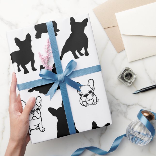 Modern Frenchie French Bulldog Christmas  Wrapping Paper (Gifting)