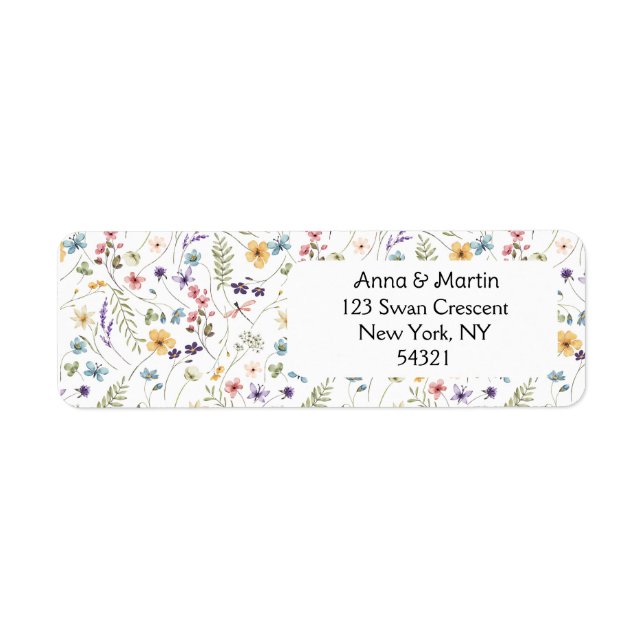 Modern Fresh Floral Return Address Label, white  (Front)