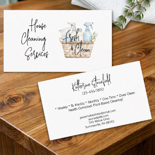 Modern Fresh House Cleaning Services Business Card