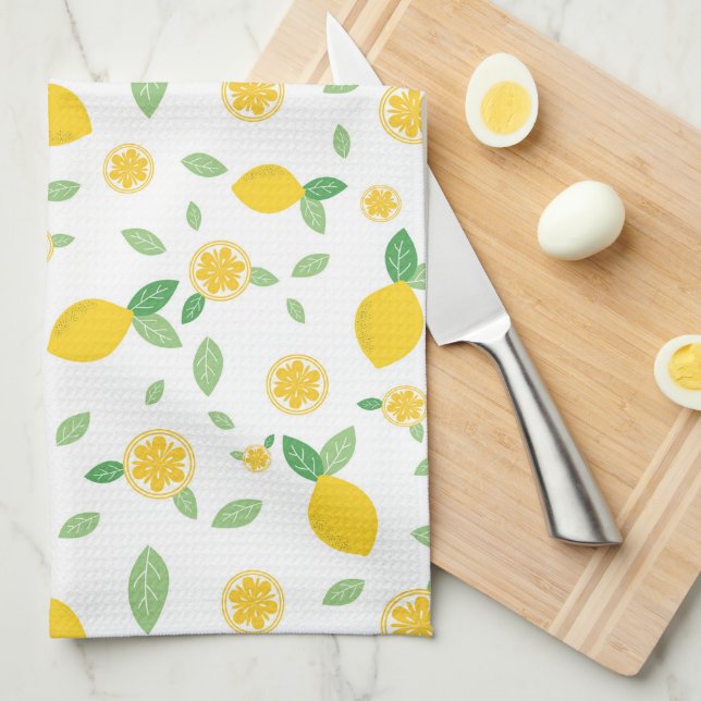 Modern Fresh Lemons  Tea Towel (Quarter Fold)