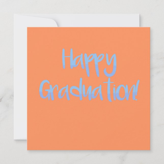 Modern Fresh Orange and Blue “Happy Graduation” Card (Front)