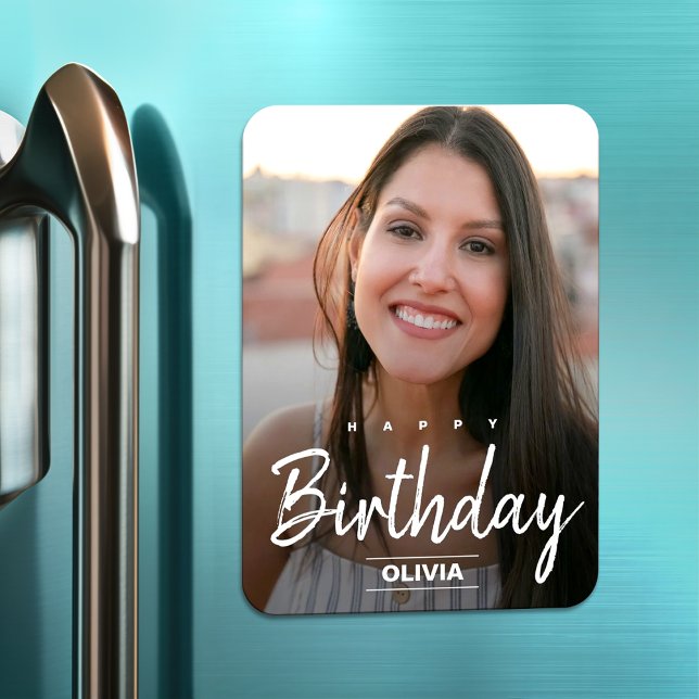 Modern friend birthday greeting replace photo post magnet (Creator Uploaded)