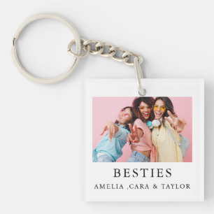 Modern Friend Collage Photos Simple Key Ring