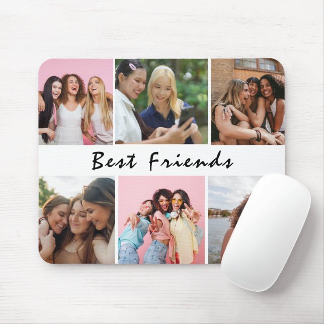 Modern Friend Collage Photos Simple Mouse Mat (With Mouse)