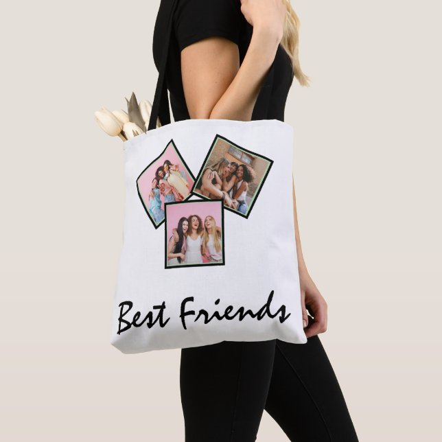 Modern Friend Collage Photos Simple Tote Bag (Close Up)