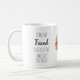 Modern, friend typography floral heart fun banter coffee mug