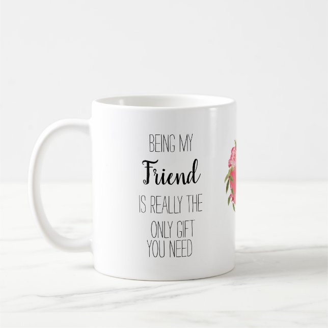 Modern, friend typography floral heart fun banter coffee mug (Left)
