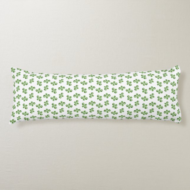 Modern Friendly Green Succulent Leaves on White Body Cushion (Front)