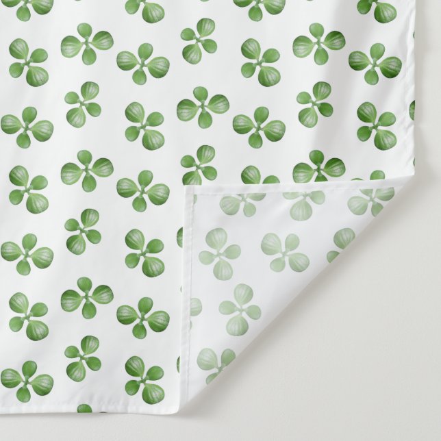 Modern friendly green succulent leaves on white tapestry (Detail)