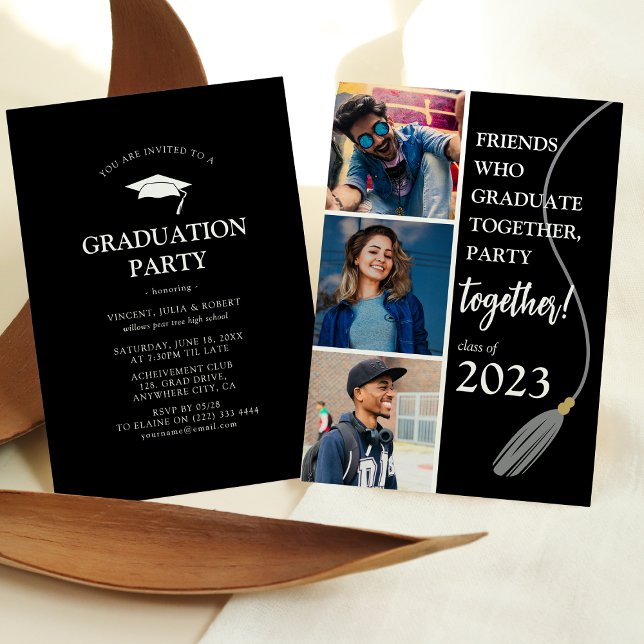 Modern 'Friends' Graduation Party Photo Collage Invitation (Creator Uploaded)