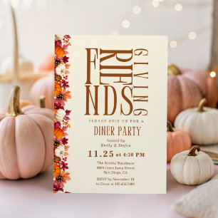 Modern Friendsgiving Dinner Floral Invitation