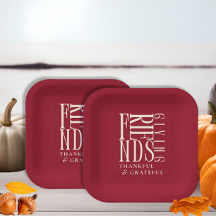 Modern Friendsgiving Dinner Paper Plate