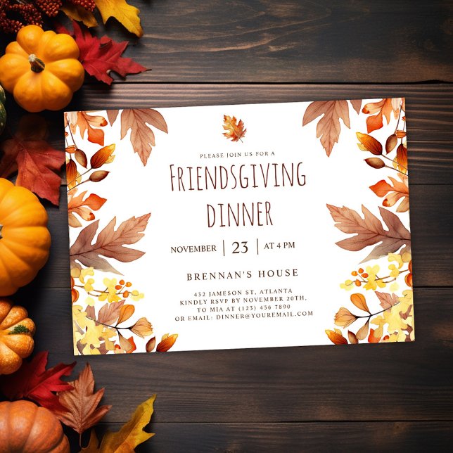Modern Friendsgiving Dinner Thanksgiving Party Invitation (Modern Fall Friendsgiving Dinner Invitation)