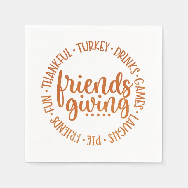 Modern Friendsgiving paper napkins (Front)