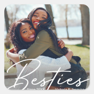 Modern Friendship Photo Gift Square Sticker