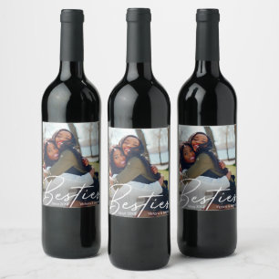 Modern Friendship Photo Gift Wine Label