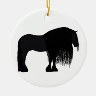 Modern Friesian Horse Illustration   Ceramic Tree Decoration