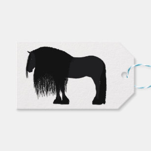 Modern Friesian Horse Illustration Gift Tags