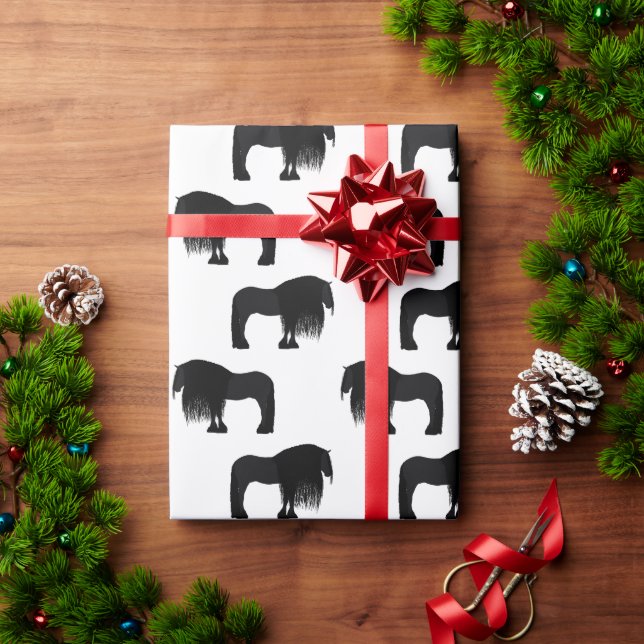 Modern Friesian Horse Illustration Wrapping Paper (Holiday Gift)
